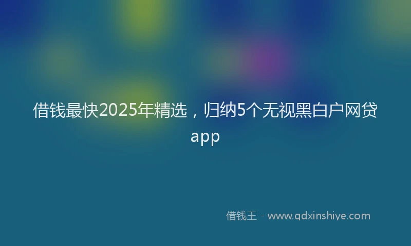 借钱最快2025年精选，归纳5个无视黑白户网贷app