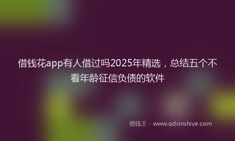 借钱花app有人借过吗2025年精选，总结五个不看年龄征信负债的软件