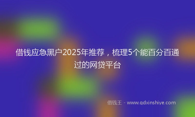 借钱应急黑户2025年推荐，梳理5个能百分百通过的网贷平台
