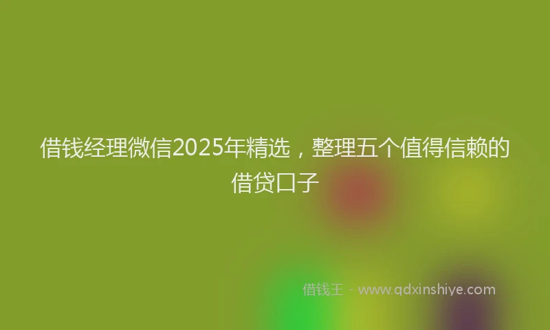 借钱经理微信2025年精选，整理五个值得信赖的借贷口子