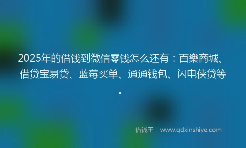 2025年的借钱到微信零钱怎么还有：百樂商城、借贷宝易贷、蓝莓买单、通通钱包、闪电侠贷等。