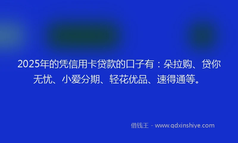 2025年的凭信用卡贷款的口子有：朵拉购、贷你无忧、小爱分期、轻花优品、速得通等。