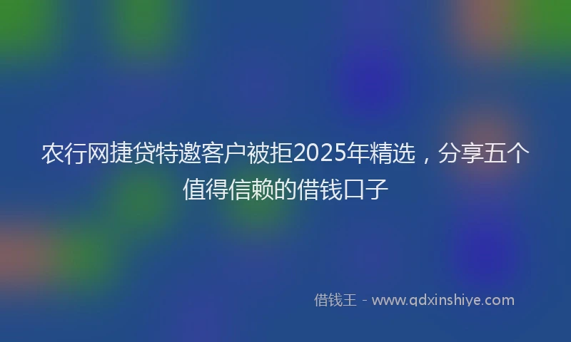 农行网捷贷特邀客户被拒2025年精选，分享五个值得信赖的借钱口子