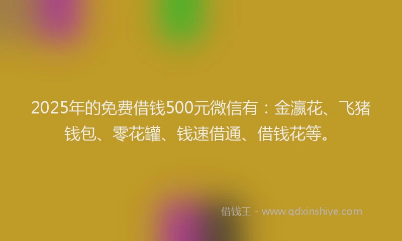 2025年的免费借钱500元微信有：金瀛花、飞猪钱包、零花罐、钱速借通、借钱花等。