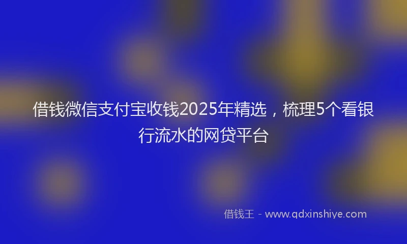 借钱微信支付宝收钱2025年精选，梳理5个看银行流水的网贷平台