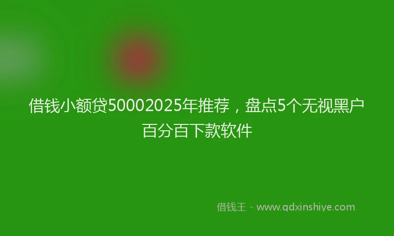 借钱小额贷50002025年推荐，盘点5个无视黑户百分百下款软件