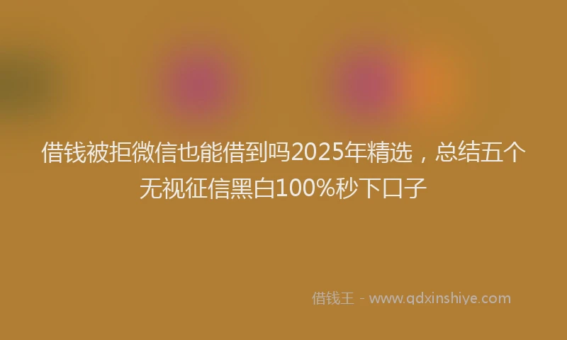 借钱被拒微信也能借到吗2025年精选，总结五个无视征信黑白100%秒下口子