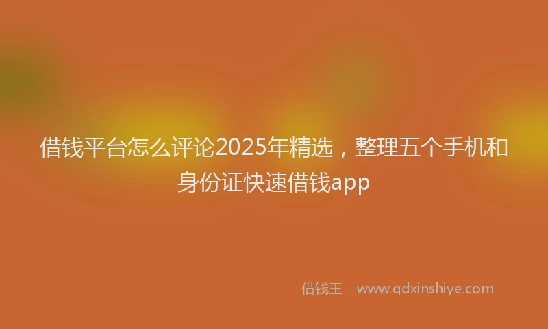 借钱平台怎么评论2025年精选，整理五个手机和身份证快速借钱app
