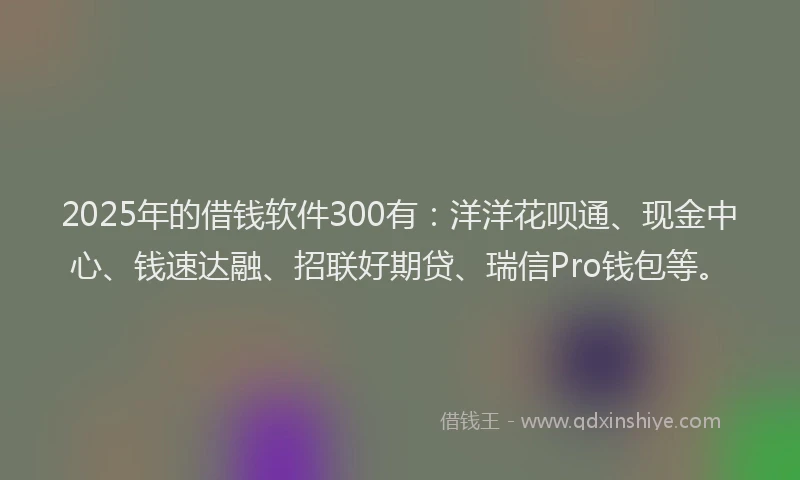 2025年的借钱软件300有：洋洋花呗通、现金中心、钱速达融、招联好期贷、瑞信Pro钱包等。