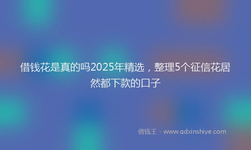 借钱花是真的吗2025年精选，整理5个征信花居然都下款的口子