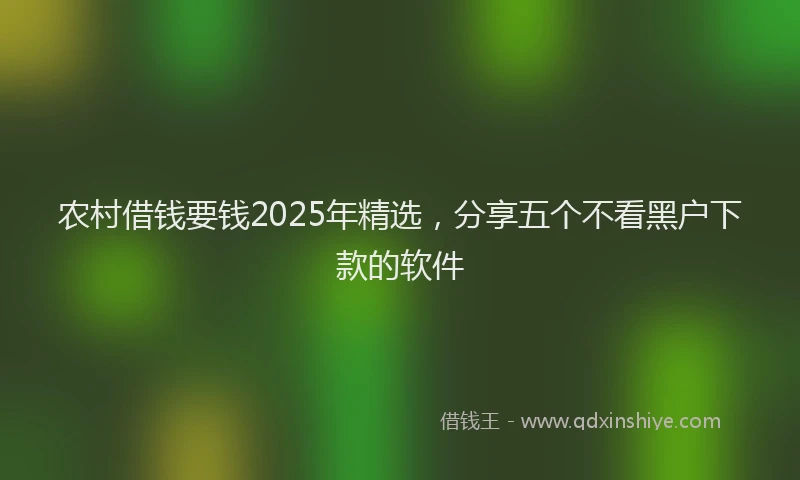 农村借钱要钱2025年精选，分享五个不看黑户下款的软件
