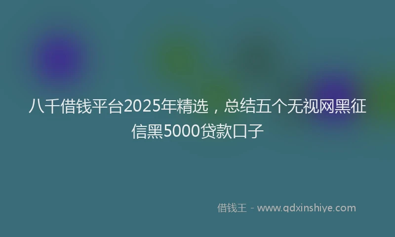 八千借钱平台2025年精选，总结五个无视网黑征信黑5000贷款口子