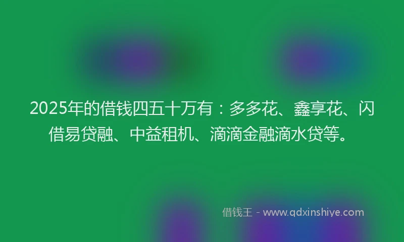 2025年的借钱四五十万有：多多花、鑫享花、闪借易贷融、中益租机、滴滴金融滴水贷等。