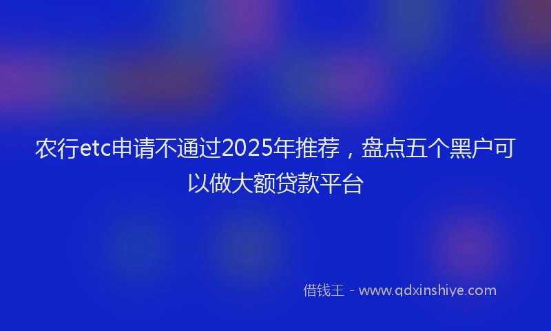 农行etc申请不通过2025年推荐，盘点五个黑户可以做大额贷款平台