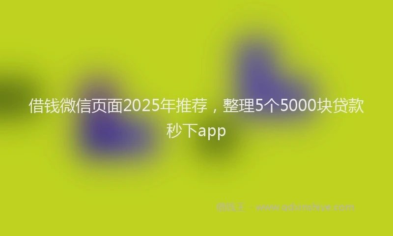 借钱微信页面2025年推荐，整理5个5000块贷款秒下app