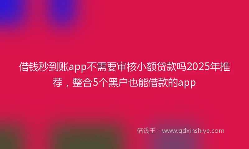 借钱秒到账app不需要审核小额贷款吗2025年推荐，整合5个黑户也能借款的app