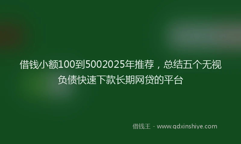 借钱小额100到5002025年推荐，总结五个无视负债快速下款长期网贷的平台