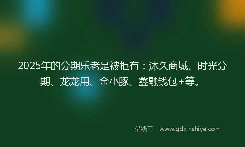2025年的分期乐老是被拒有：沐久商城、时光分期、龙龙用、金小豚、鑫融钱包+等。