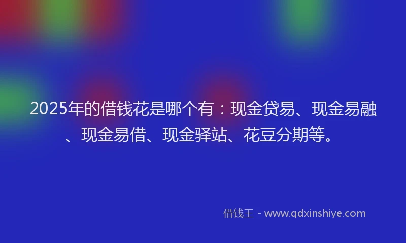 2025年的借钱花是哪个有：现金贷易、现金易融、现金易借、现金驿站、花豆分期等。