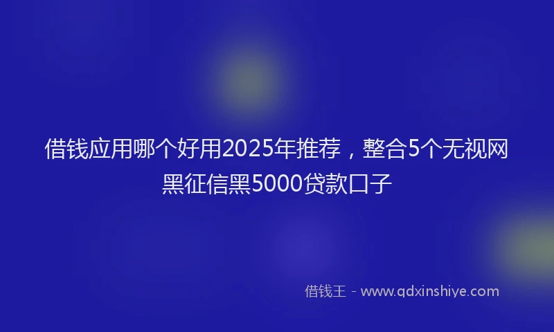 借钱应用哪个好用2025年推荐，整合5个无视网黑征信黑5000贷款口子