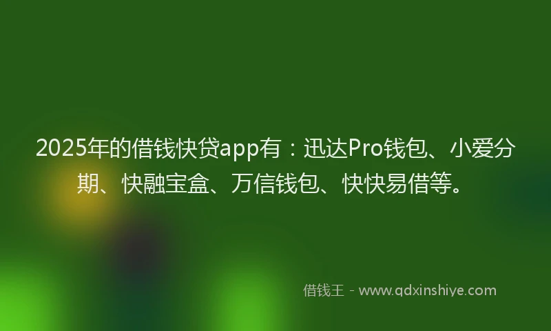 2025年的借钱快贷app有：迅达Pro钱包、小爱分期、快融宝盒、万信钱包、快快易借等。