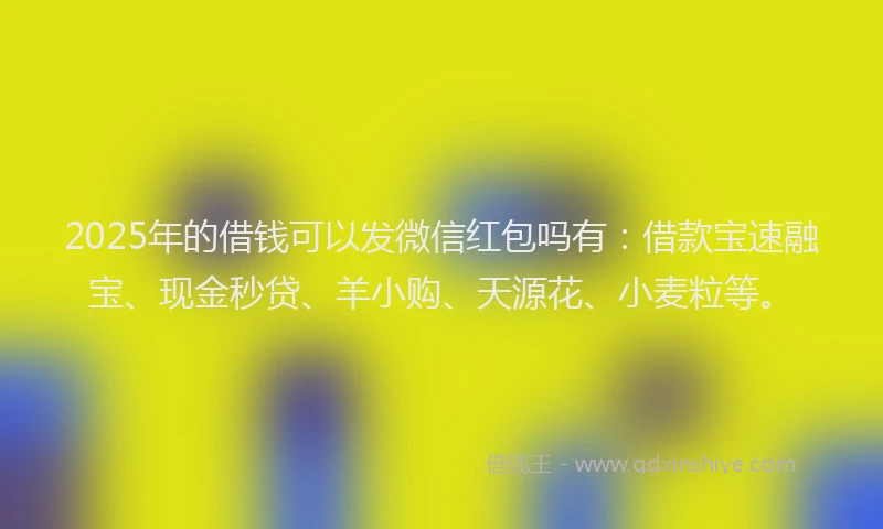 2025年的借钱可以发微信红包吗有：借款宝速融宝、现金秒贷、羊小购、天源花、小麦粒等。