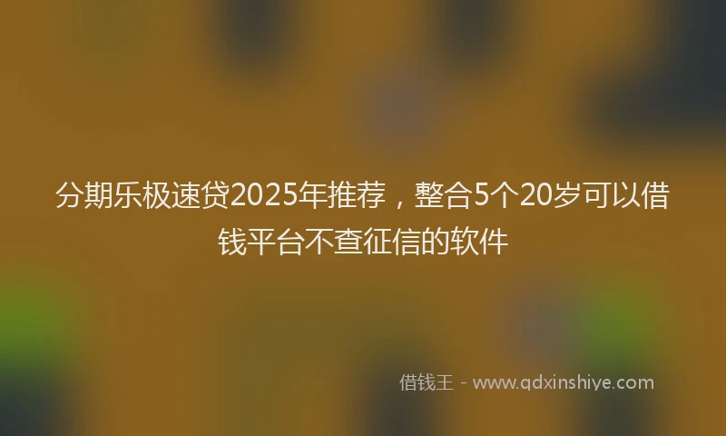 分期乐极速贷2025年推荐，整合5个20岁可以借钱平台不查征信的软件