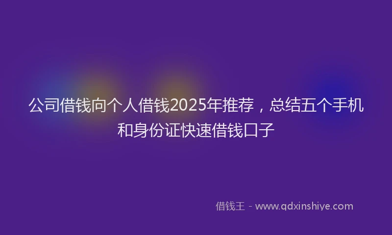公司借钱向个人借钱2025年推荐，总结五个手机和身份证快速借钱口子