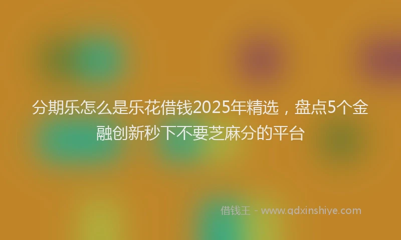 分期乐怎么是乐花借钱2025年精选，盘点5个金融创新秒下不要芝麻分的平台