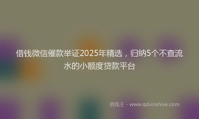 借钱微信催款举证2025年精选，归纳5个不查流水的小额度贷款平台