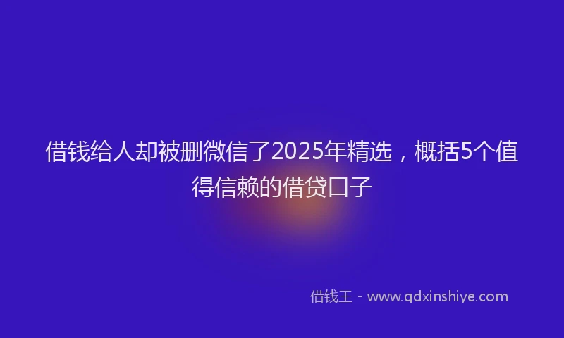借钱给人却被删微信了2025年精选，概括5个值得信赖的借贷口子