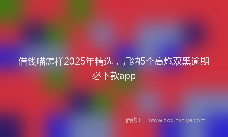 借钱喵怎样2025年精选，归纳5个高炮双黑逾期必下款app
