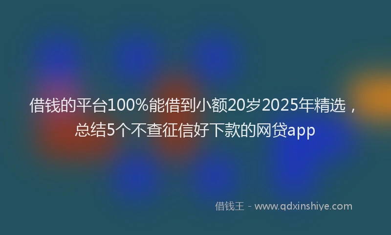 借钱的平台100%能借到小额20岁2025年精选，总结5个不查征信好下款的网贷app