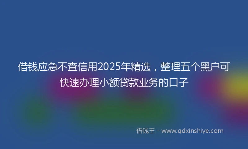 借钱应急不查信用2025年精选，整理五个黑户可快速办理小额贷款业务的口子