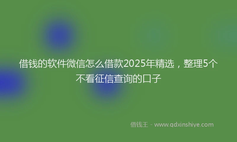 借钱的软件微信怎么借款2025年精选，整理5个不看征信查询的口子