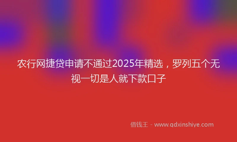 农行网捷贷申请不通过2025年精选，罗列五个无视一切是人就下款口子