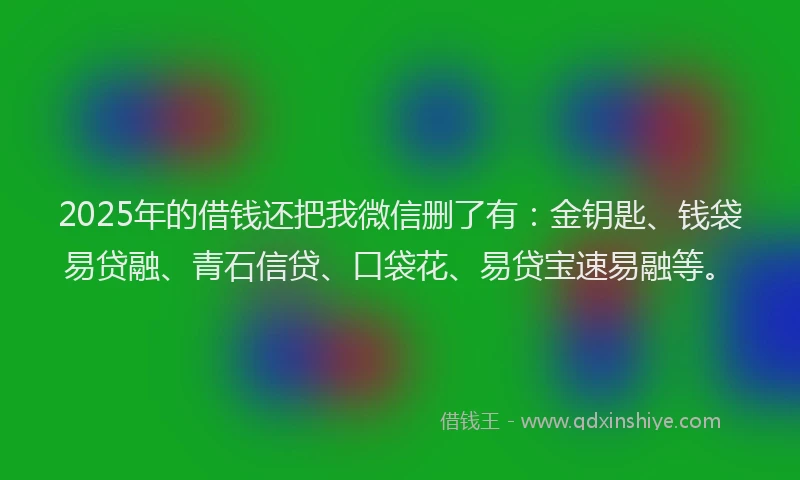 2025年的借钱还把我微信删了有：金钥匙、钱袋易贷融、青石信贷、口袋花、易贷宝速易融等。