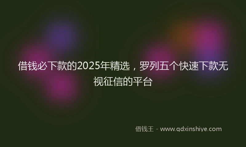 借钱必下款的2025年精选，罗列五个快速下款无视征信的平台