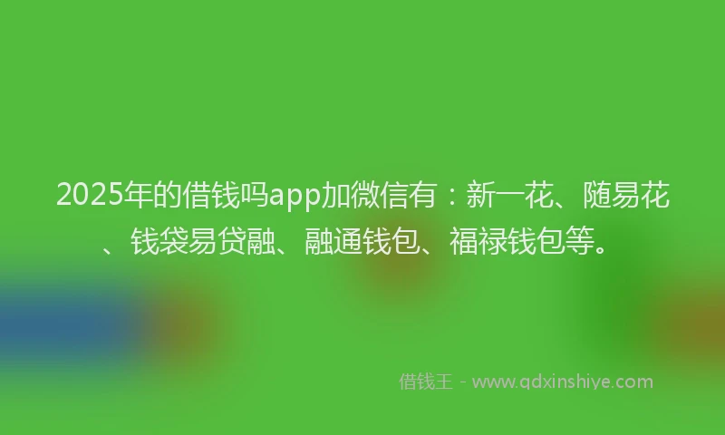 2025年的借钱吗app加微信有：新一花、随易花、钱袋易贷融、融通钱包、福禄钱包等。