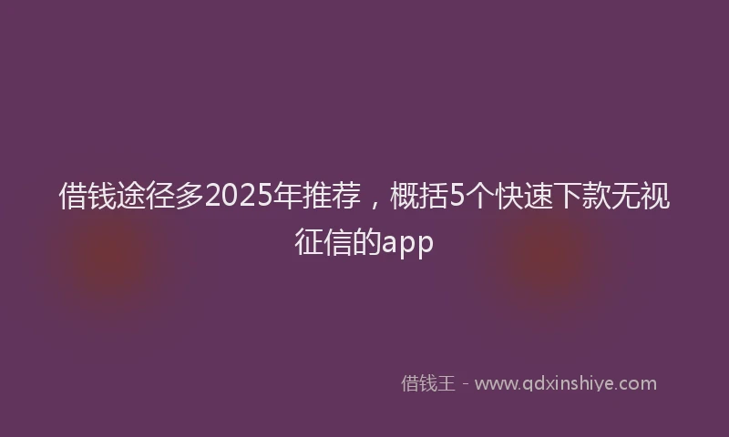 借钱途径多2025年推荐，概括5个快速下款无视征信的app