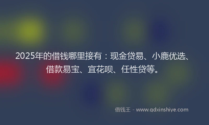 2025年的借钱哪里接有：现金贷易、小鹿优选、借款易宝、宜花呗、任性贷等。