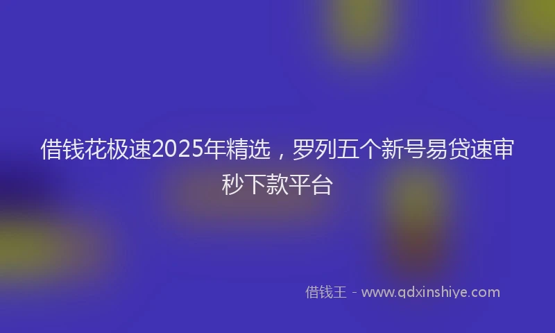 借钱花极速2025年精选，罗列五个新号易贷速审秒下款平台