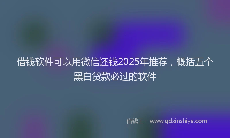 借钱软件可以用微信还钱2025年推荐，概括五个黑白贷款必过的软件