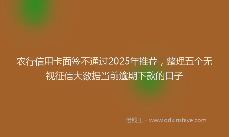 农行信用卡面签不通过2025年推荐，整理五个无视征信大数据当前逾期下款的口子