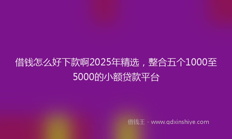 借钱怎么好下款啊2025年精选，整合五个1000至5000的小额贷款平台