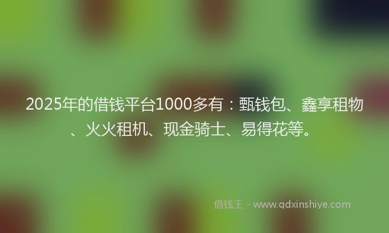 2025年的借钱平台1000多有：甄钱包、鑫享租物、火火租机、现金骑士、易得花等。