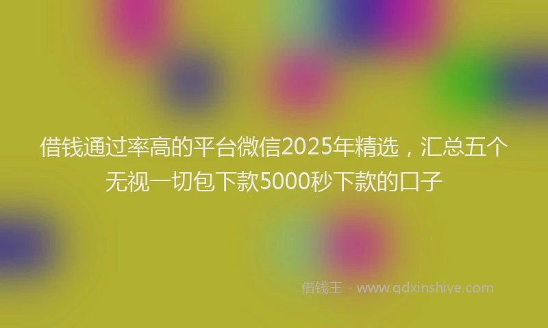 借钱通过率高的平台微信2025年精选，汇总五个无视一切包下款5000秒下款的口子
