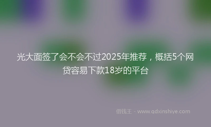 光大面签了会不会不过2025年推荐，概括5个网贷容易下款18岁的平台