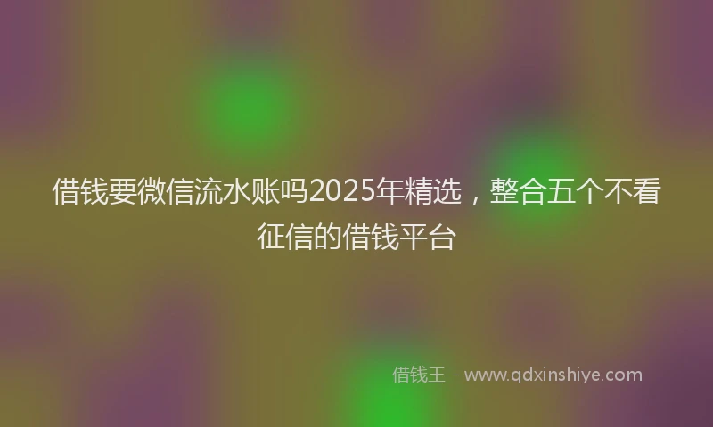 借钱要微信流水账吗2025年精选，整合五个不看征信的借钱平台
