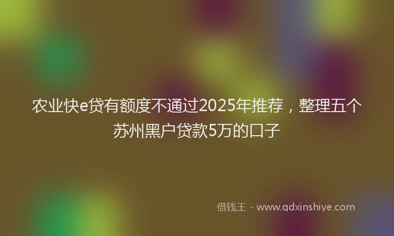 农业快e贷有额度不通过2025年推荐，整理五个苏州黑户贷款5万的口子